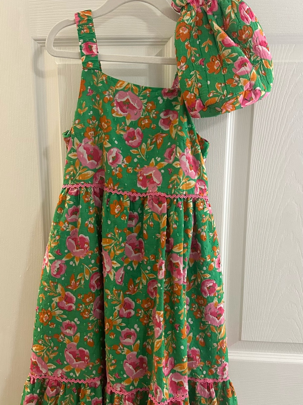 Girls Isaac Mizrahi Green Floral Sundress with Matching Purse